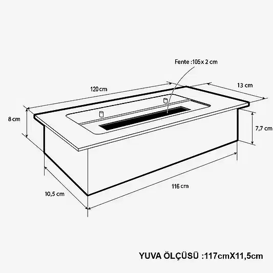 ECOS BİG Bioethanol Burner Şömine 120 Cm