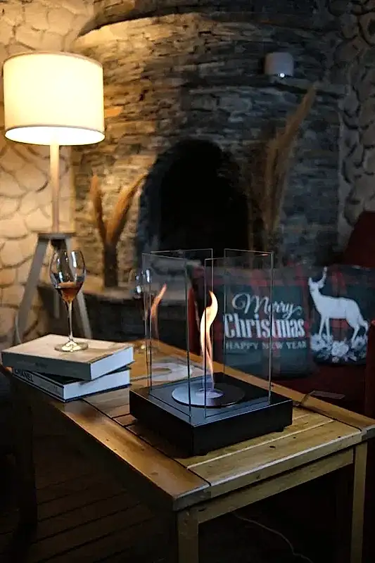 Masa Üstü Kare Şömine Siyah