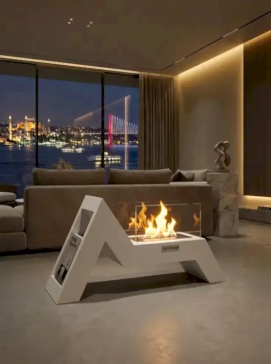 AngelFire Taşınabilir Şömine (Beyaz)