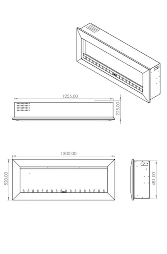 Elektrikli Şömine RGB renkli 130 cm ( Isıtmalı )