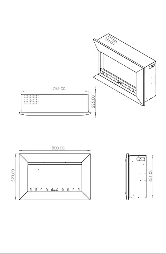 Elektrikli Şömine, Isıtıcılı ve RGB renkli 80 cm ( Isıtmalı )