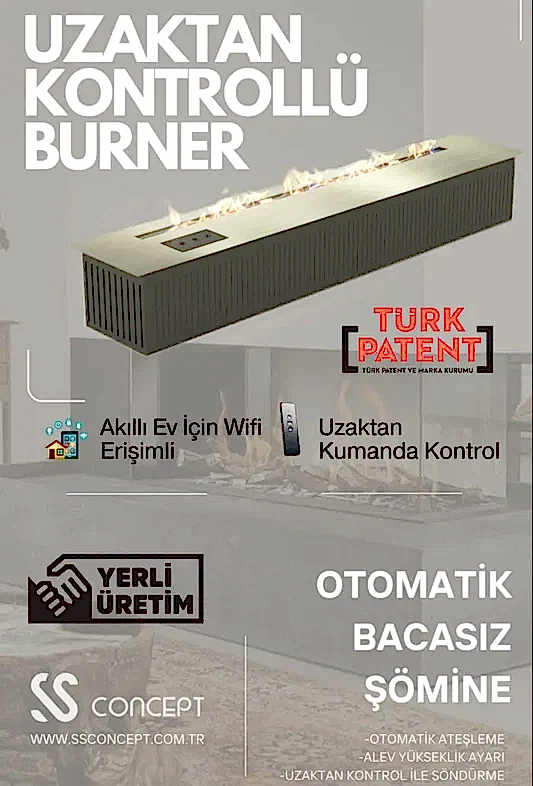 Uzaktan Kontrollü 120 Cm Bioethanol Burner Şömine