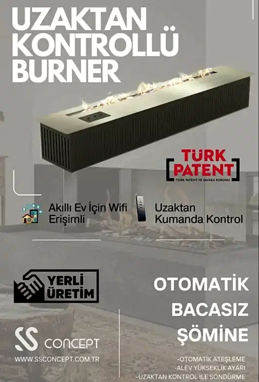 Uzaktan Kontrollü 200 Cm Bioethanol Burner Şömine