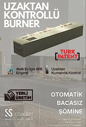 Uzaktan Kontrollü 100 Cm Bioethanol Burner Şömine