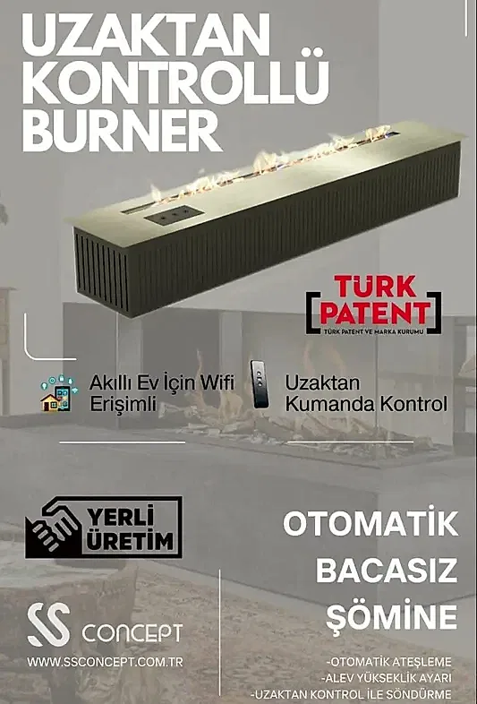 Uzaktan Kontrollü 100 Cm Bioethanol Burner Şömine