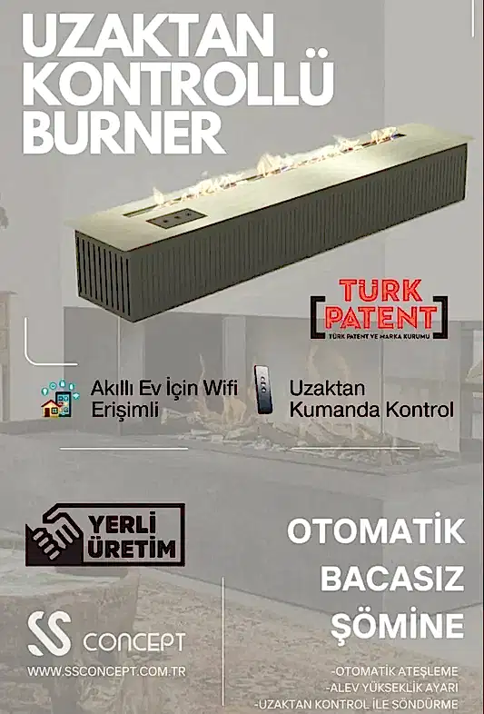 Uzaktan Kontrollü 80 Cm Bioethanol Burner Şömine