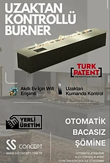 Uzaktan Kontrollü 150 Cm Bioethanol Burner Şömine
