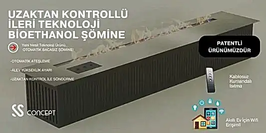 Uzaktan Kontrollü 80 Cm Bioethanol Burner Şömine