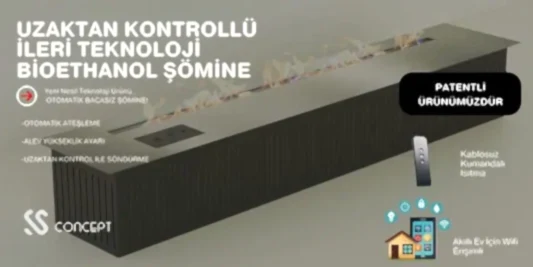 Uzaktan Kontrollü 120 Cm Bioethanol Burner Şömine
