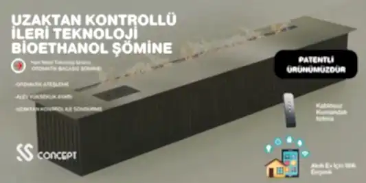 Uzaktan Kontrollü 100 Cm Bioethanol Burner Şömine